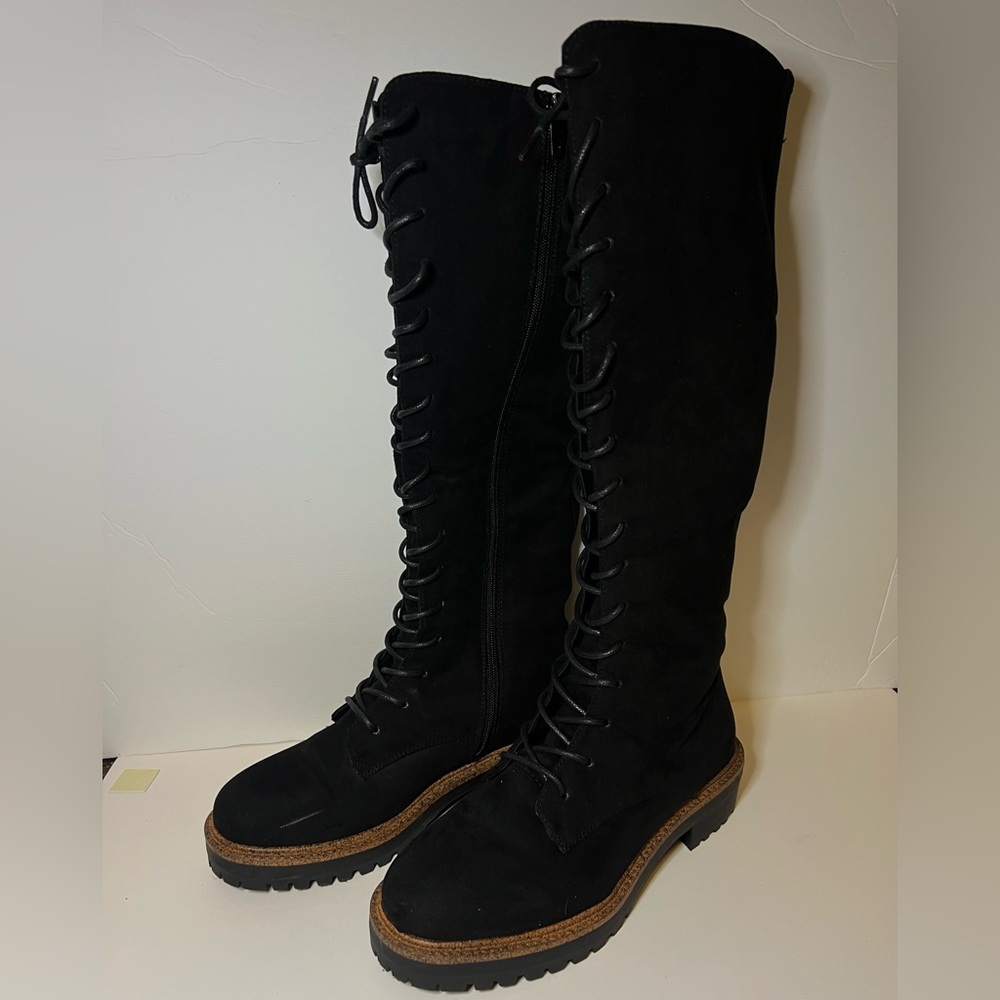 ASOS black  Lace-Up Knee-High Boots